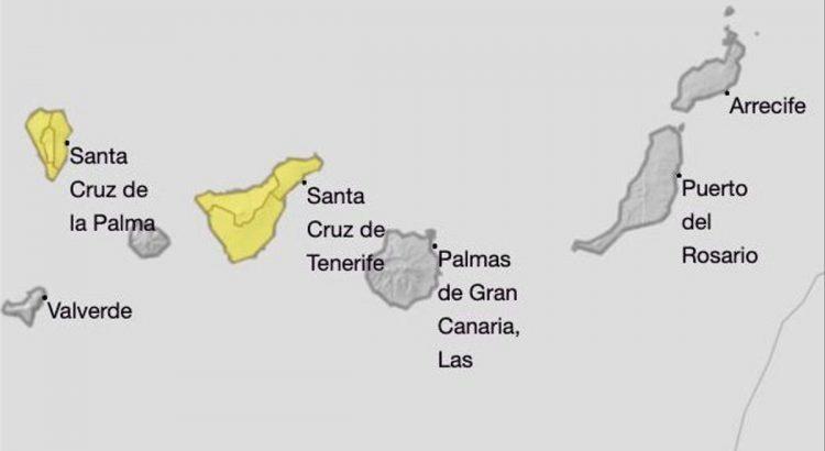 Activado el aviso de riesgo por lluvias en La Palma