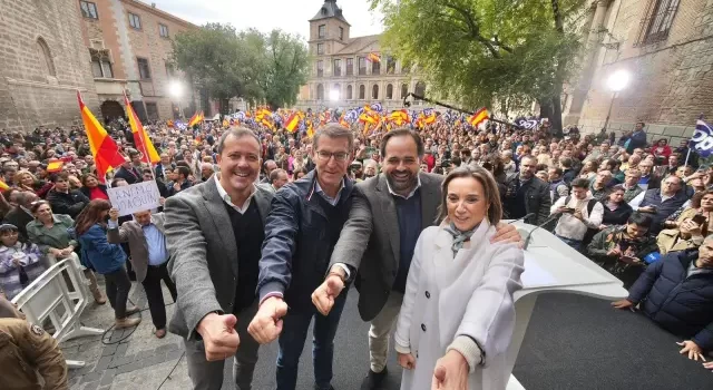 PP protesta en Toledo contra amnistía: Feijóo afirma que “será el punto final de Pedro Sánchez”