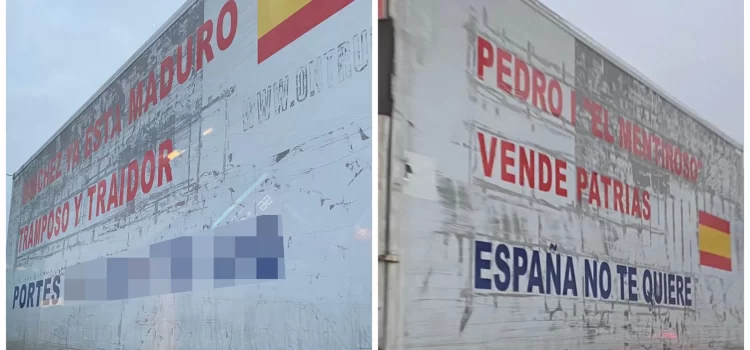 Camión en Madrid se convierte en plataforma de críticas contra Sánchez